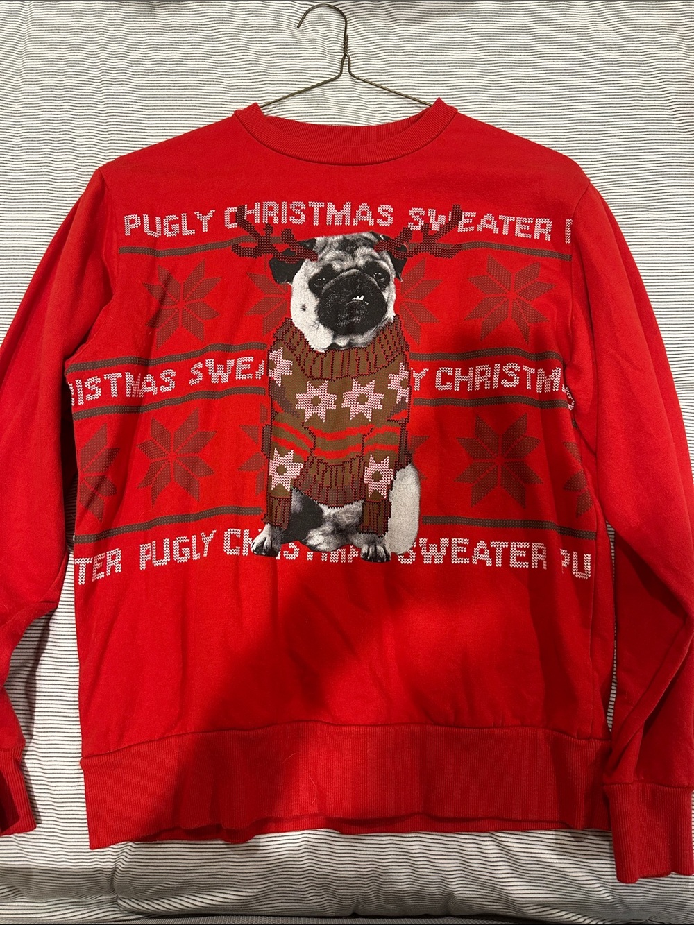 Men's Red 'Pugly Christmas' Graphic Sweater